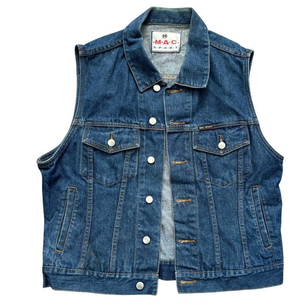 Vintage Mac‎ Sport Denim Trucker Vest Size L? Western Casual
